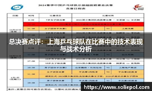 总决赛点评：上海乒乓球队在比赛中的技术表现与战术分析